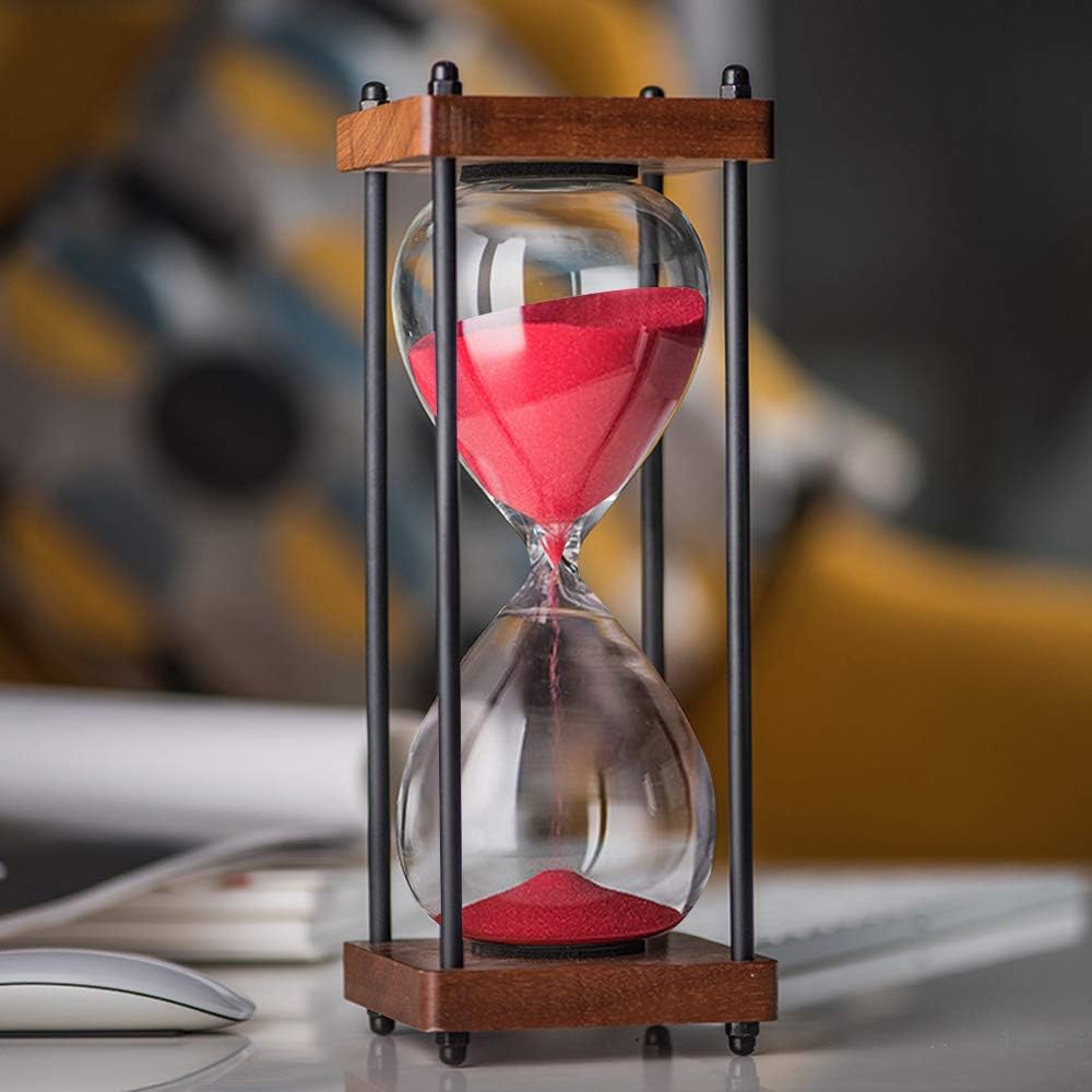 10-Inch Sandglass Timer – Elegant 15-minute hourglass for luxury decor, ideal for desks, bookshelves, and classic interiors.