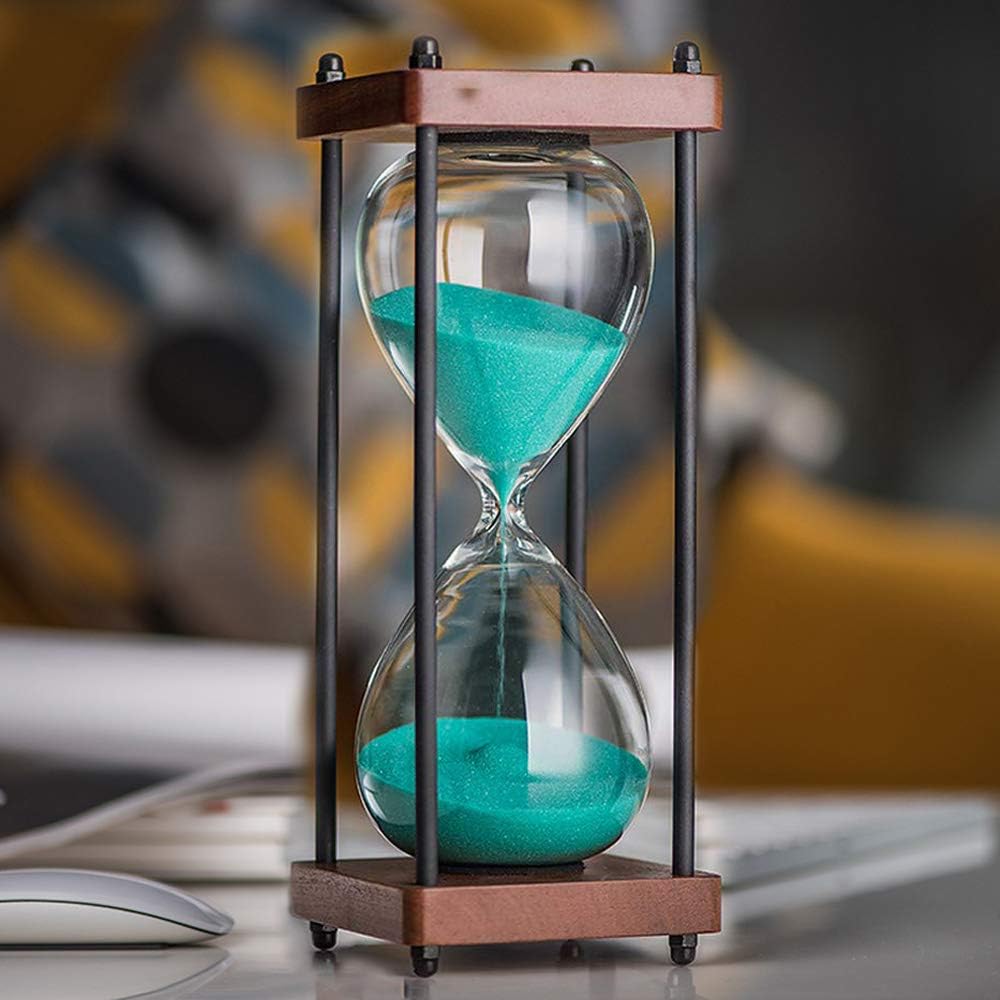 10-Inch Sandglass Timer – Elegant 15-minute hourglass for luxury decor, ideal for desks, bookshelves, and classic interiors.