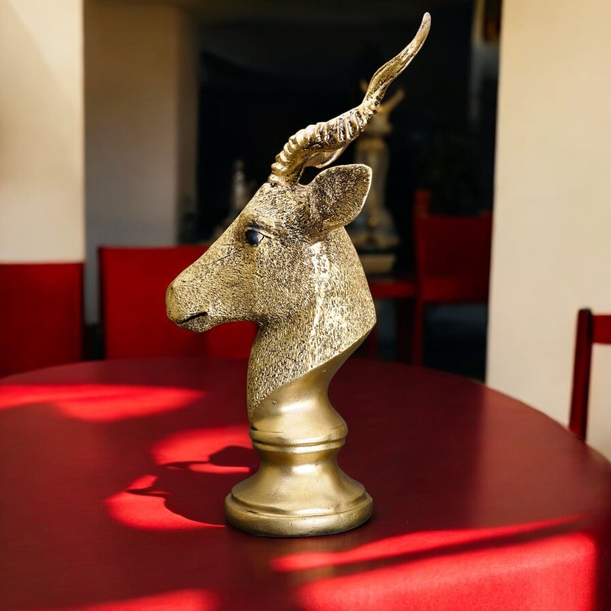 Markhor Head Statue – Premium Wildlife-Inspired Home Decor, Rustic Resin Sculpture for Interior Styling | Elite Decor Pakistan