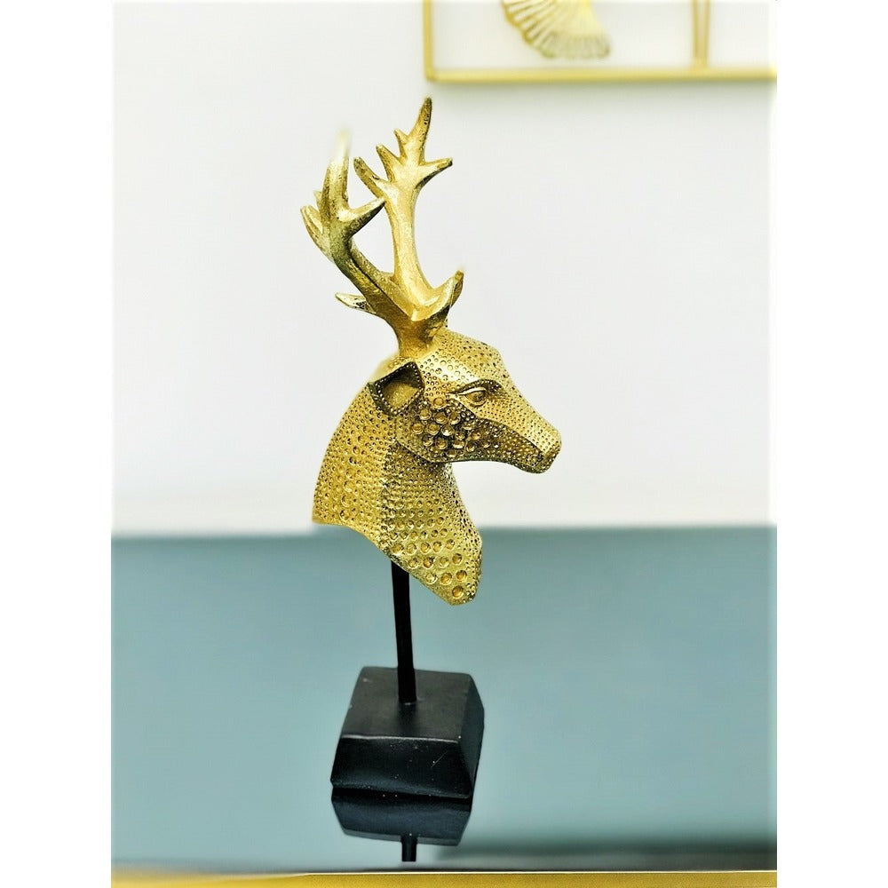 Golden Stag Head Sculpture