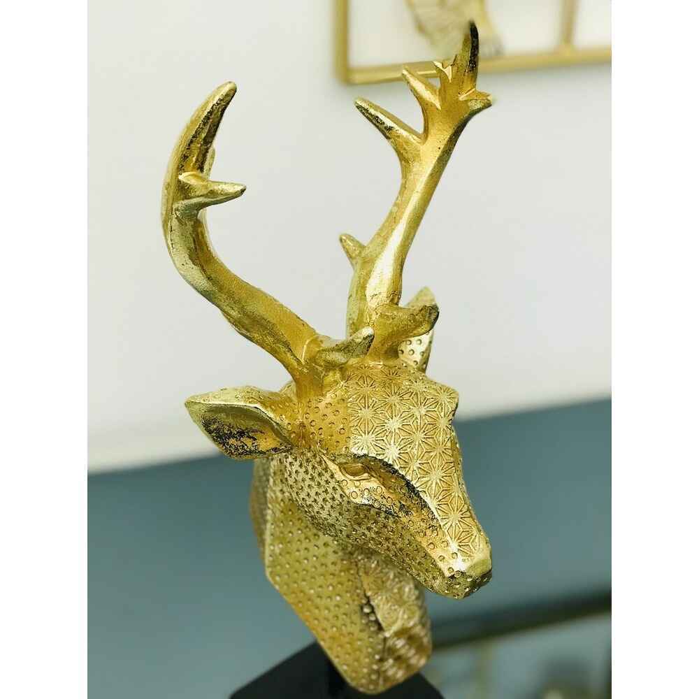 Golden Stag Head Sculpture