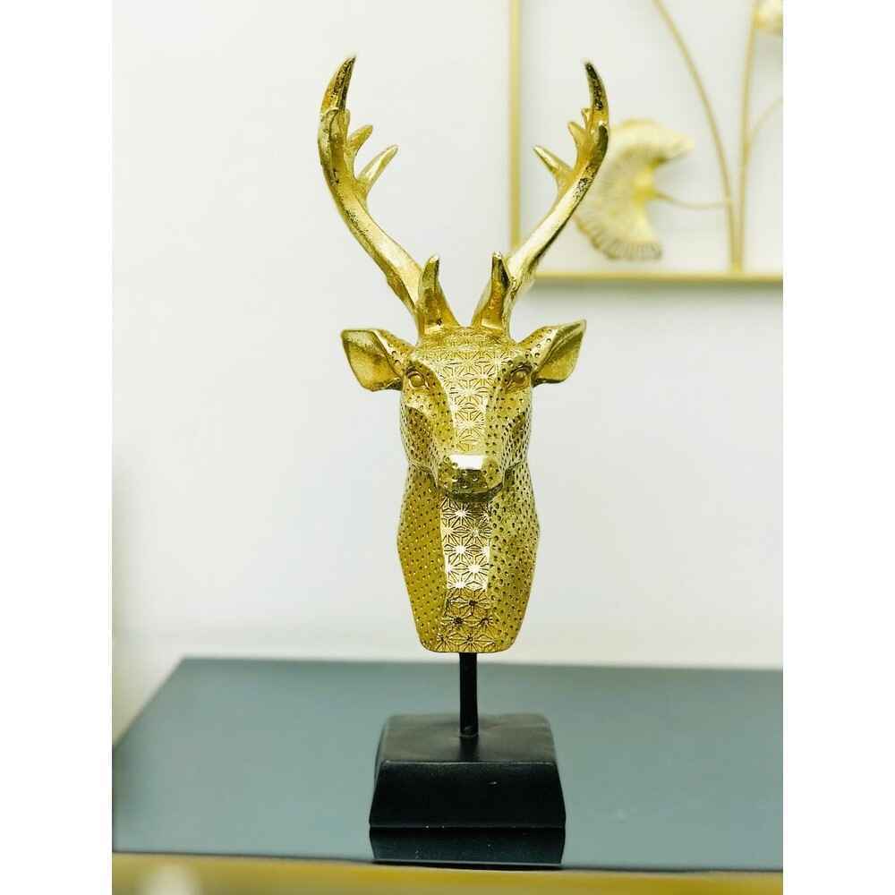 Golden Stag Head Sculpture