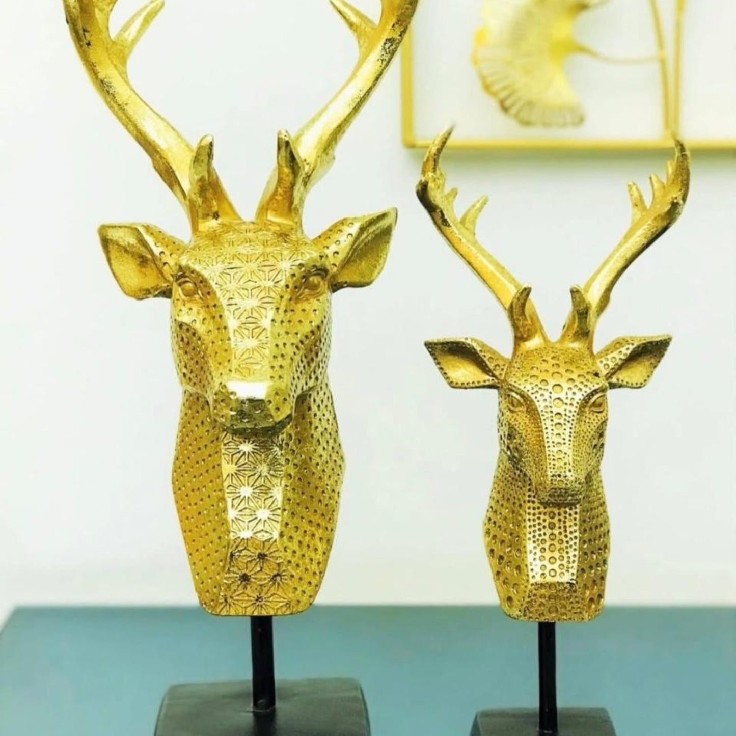 Golden Stag Head Sculpture