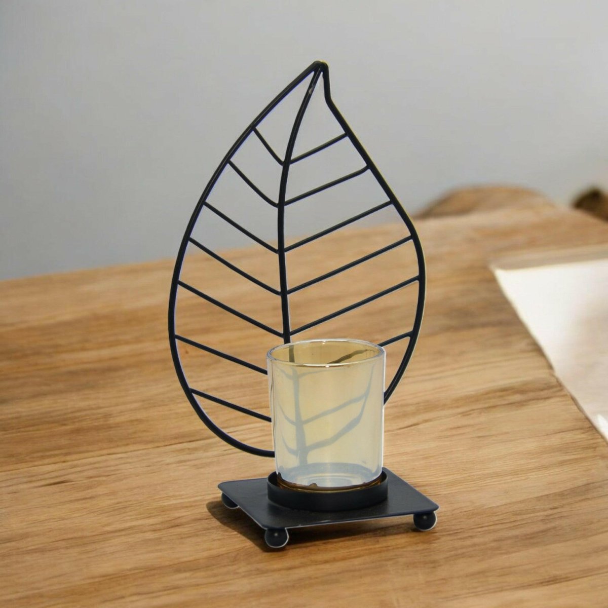 Black Leaf Candle Stand - Elite Decor