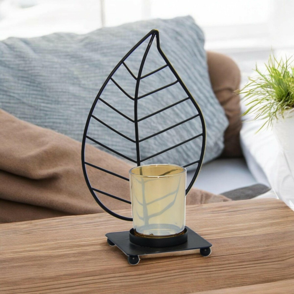 Black Leaf Candle Stand - Elite Decor