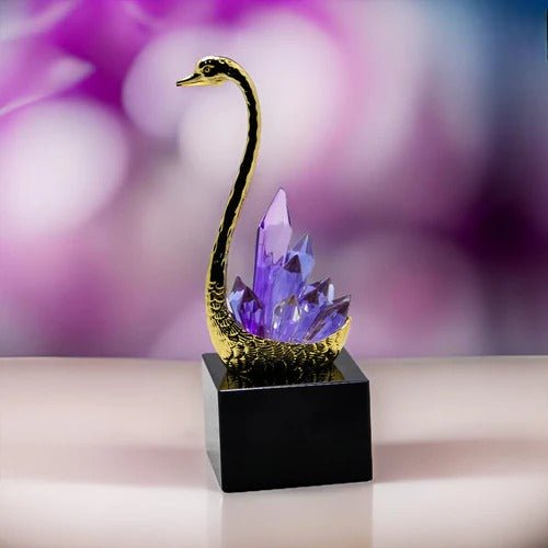 Crystal Couple Swan Statue Set Of (2) Pic's - Elite Decor