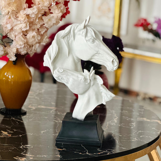 Elegant Equine Embrace White Horse Statue – Luxury home decor sculpture, perfect for elegant interiors and modern spaces.