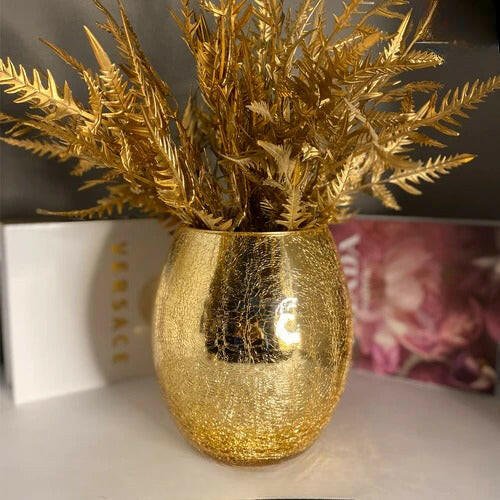 Golden Cracker Vase Oval - Elite Decor