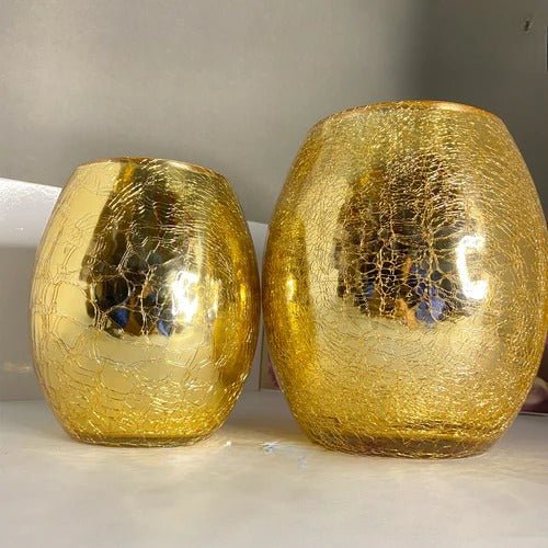 Golden Cracker Vase Oval - Elite Decor