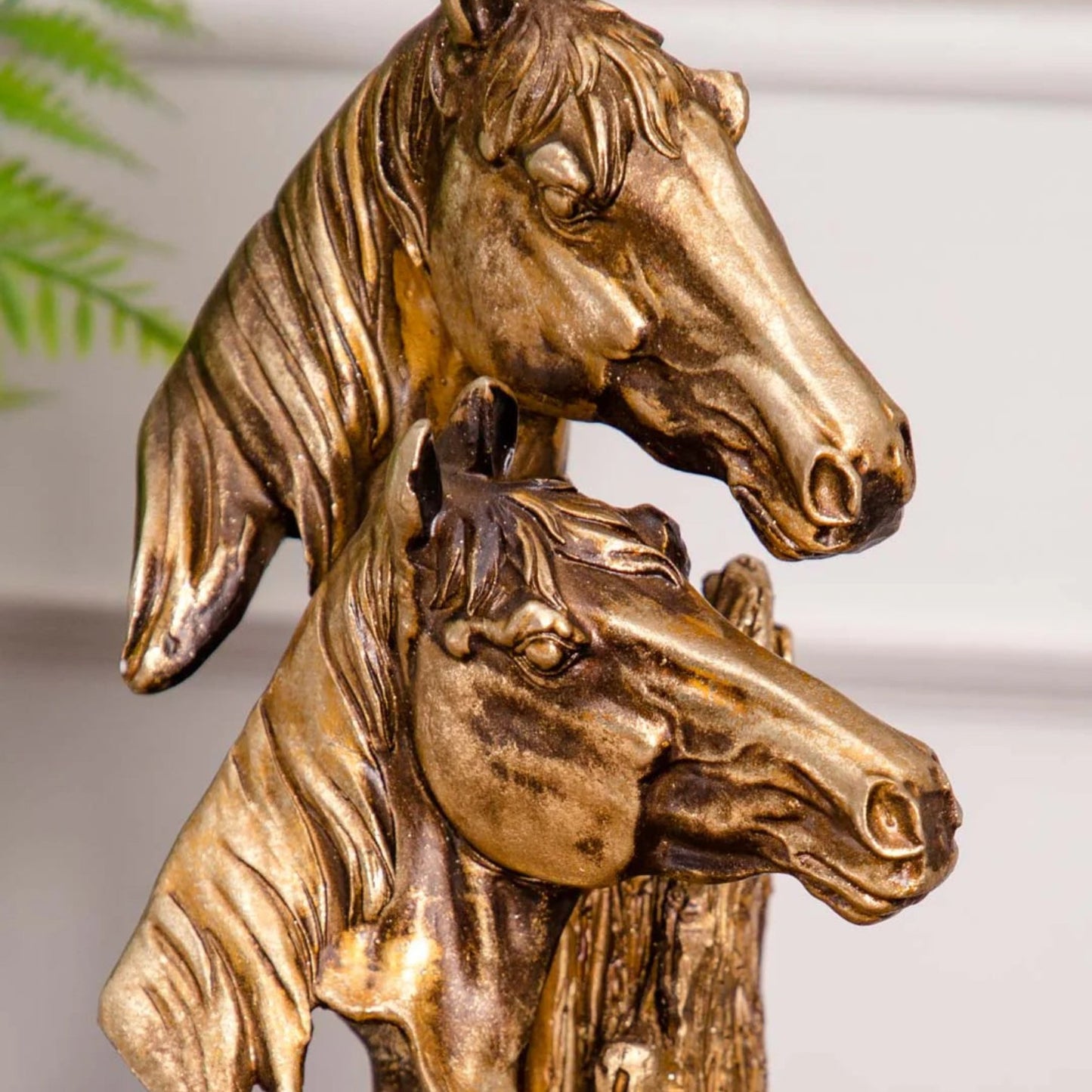 Elegant Dual Horse Head Figurine