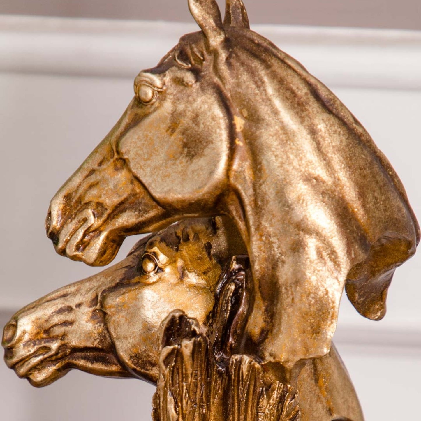 Elegant Dual Horse Head Figurine