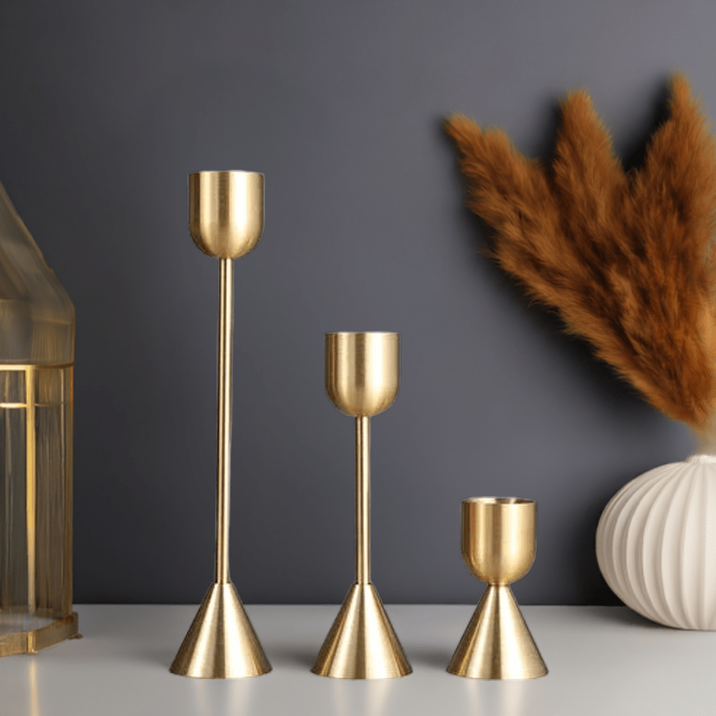 Luxury European Gold Candle Holder Set (3 - Piece) - Elite Decor