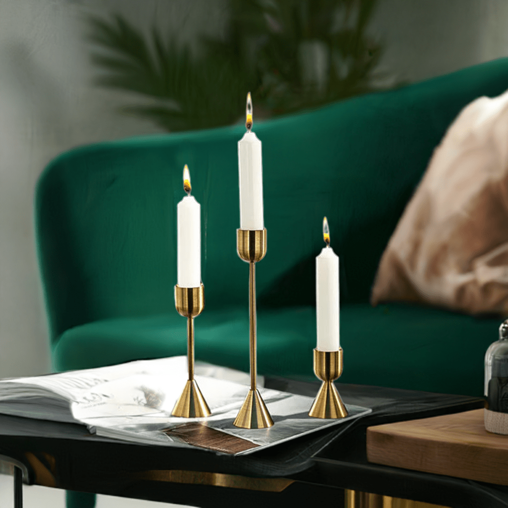 Luxury European Gold Candle Holder Set (3 - Piece) - Elite Decor