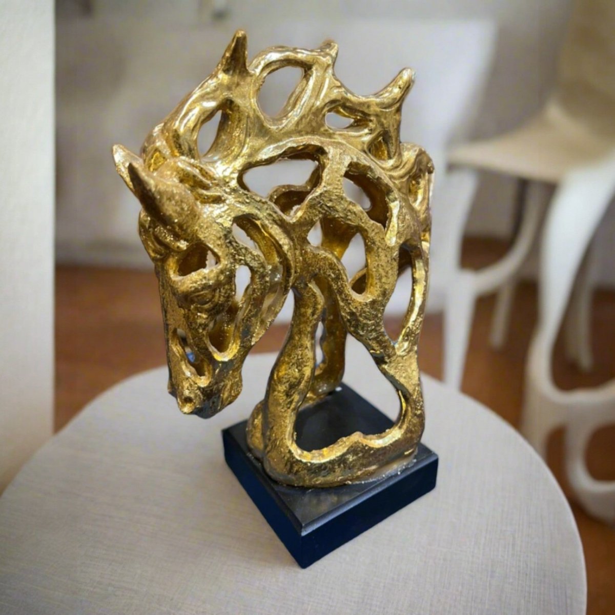 Majestically Designed Resin Gold Horse - Elite Decor