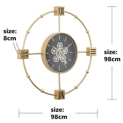 Modern Gold Mechanical Gear Wall Clock – Bold & Stylish - Elite Decor