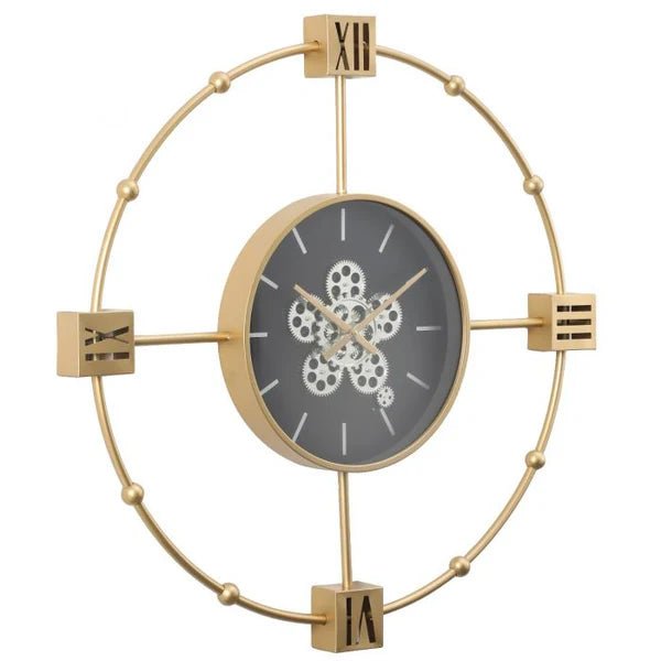 Modern Gold Mechanical Gear Wall Clock – Bold & Stylish - Elite Decor